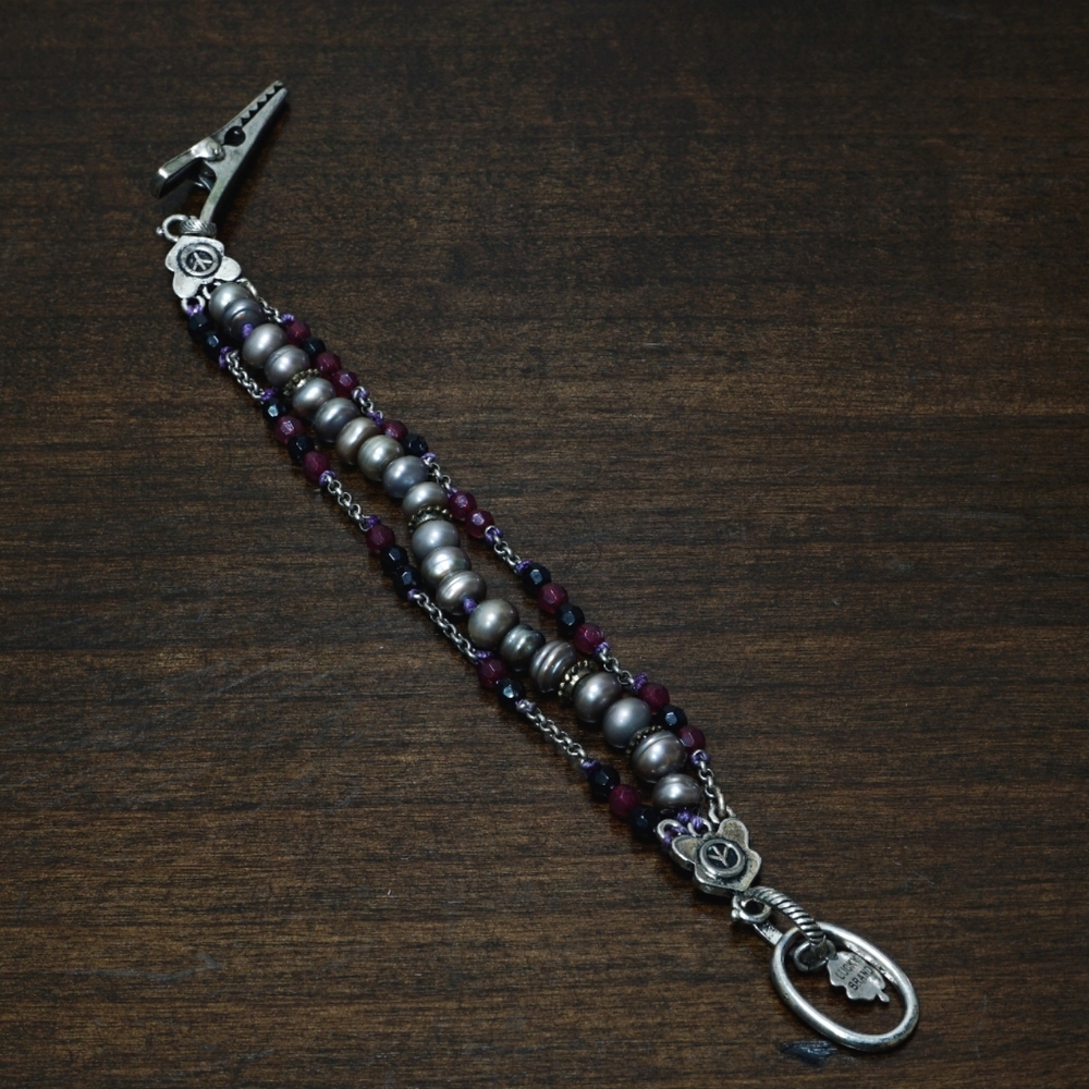 Lucky Brand Beaded Pearl Silver Bracelet